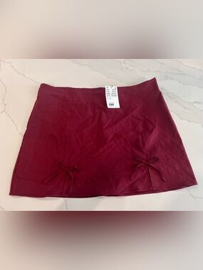 Women’s Red Mini Skirt with Bow Detail